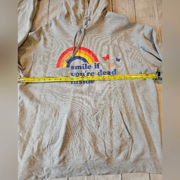 Smile If You're Dead Inside Size 2XL Gray Hoodie Novelty Funny Unisex Humor - Picture 6 of 7